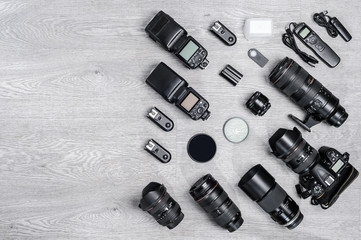 professional photographer idea with accessories background