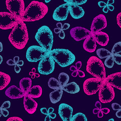 Abstract seamless pattern for girls, boys, clothes, wallpaper. Creative vector background with butterfly, wings, neon color. Funny wallpaper for textile and fabric. Fashion style. Colorful bright.