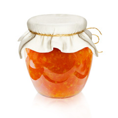 Jam glass jar isolated on white background