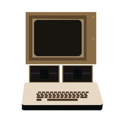 Isolated retro computer on a white background, Vector illustration