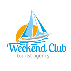 logo logotype travel tourist agency weekend club sail yacht sea sun label vector