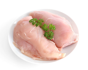 Raw Chicken Breasts on the plate