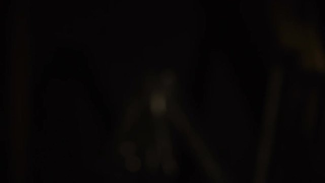 Nervous person killing someone with knife, homicide, aggression and cruelty