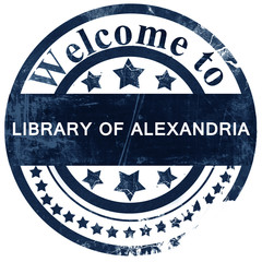 library of alexandria stamp on white background