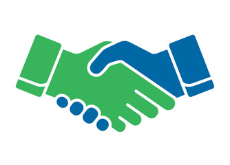 Handshake icon in blue and green color