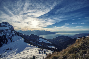 Fototapeta na wymiar Col De Jaman, Lake Geneva, Swiss Alps