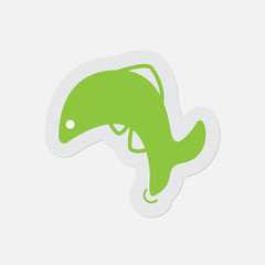 simple green icon - jumping fish, dolphin