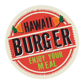 Stamp or label with text Hawaii Burger
