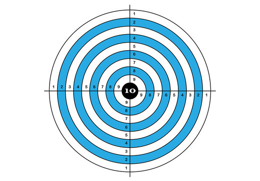 Target shooting, vector, target in blue color
