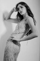 beautiful woman portrait in black and white