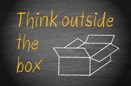 Think outside the Box - Creativity and Innovation Concept Chalkboard