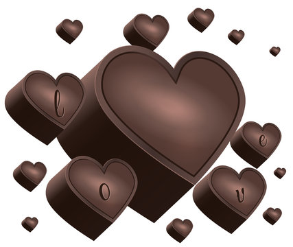 chocolate heart on a white background