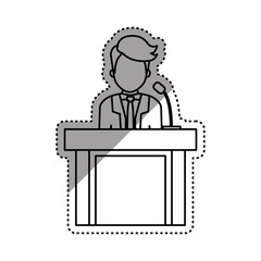 lawyer speaking in court icon vector illustration graphic design