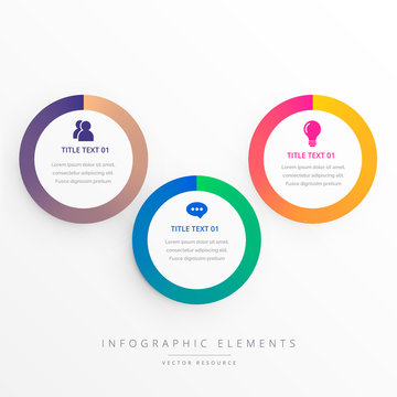 stylish three colorful circles infograph