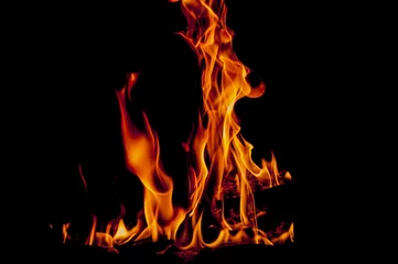 Crédence de cuisine en verre imprimé Flamme bois en feu