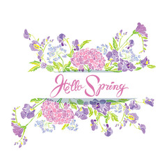 Rectangular frame with flowers and calligraphic handwritten text