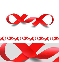Set of red ribbons on white background. Vector illustration. Ready for your design. Can be used for greeting card, holidays, gifts and etc.