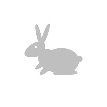 Silhouette of a rabbit, isolated on a white background
