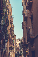Naklejka premium old alley at barcelona