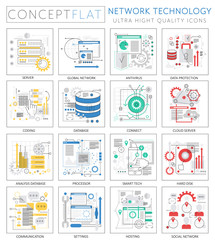 Infographics mini concept Network technology icons for web. Premium quality design web graphics icons elements. Network technology concepts.