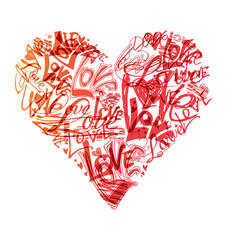 Love heart shape scribble written symbol. 