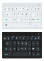Modern smartphone keyboard, alphabet buttons. Vector dark and light keyboard.