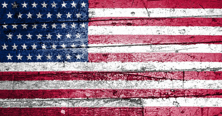 Amerikanische Flagge auf Holz.