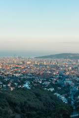 high formated picture of barcelona city in panoramic overview with clean colors