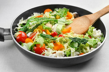 Vegetables in pan, closeup