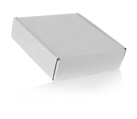 Cardboard box on white background