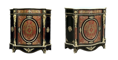 century Boulle French Sideboard inlay with red tortoise shell and brass