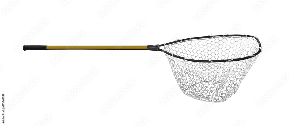 Wall mural fishing landing net isolated on white