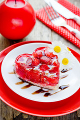 Strawberry heart cake dessert on Valentines Day