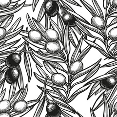 Fototapety  Seamless pattern with olive branch