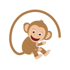 cute mokey cartoon icon vector illustration graphic design