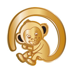 cute mokey cartoon icon vector illustration graphic design