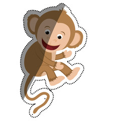 cute mokey cartoon icon vector illustration graphic design