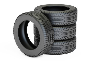 Stack of automobile tires, 3D rendering