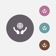 globe in hand icon vector