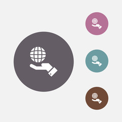 globe in hand icon vector