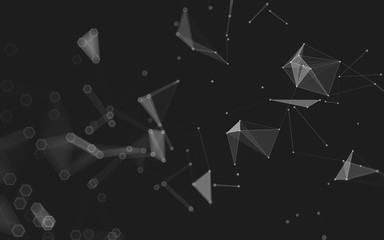 Abstract polygonal space low poly dark background, 3d rendering