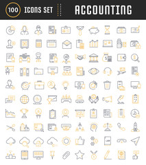 Set Vector Flat Line Icons Accounting and Finance