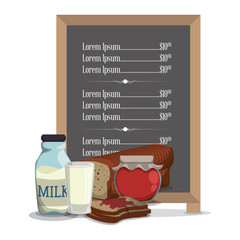 breakfast menu jam bread milk vector illustration eps 10