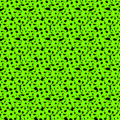 Fototapeta premium Seamless lime green pattern with scattered black blots and circles in different sizes as a background - Eps10 vector graphics and illustration