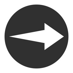 White arrow icon with narrow shaft isolated on gray and white background. The flat design arrow points the right direction - Eps10 vector graphics and illustration