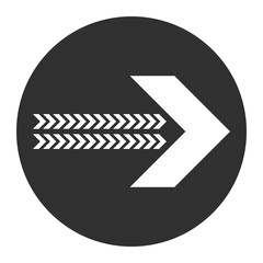 White arrow icon with many arrow heads isolated on gray and white background. The flat design arrow points the right direction - Eps10 vector graphics and illustration