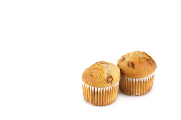 fresh muffins isolated on white background