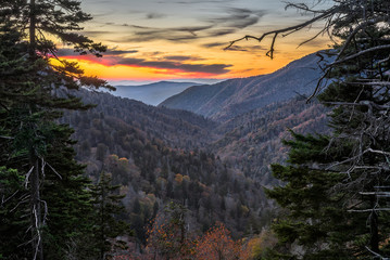 Great Smkoy Mountains, scenic sunset, Tennessee