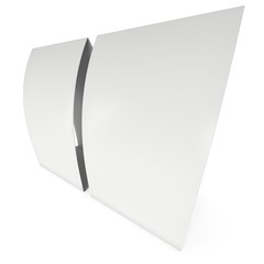 Two blank paper tent cards. 3d render illustration isolated. Table cards mock up on white background.