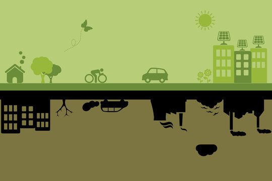 Green sustainable and polluted cities